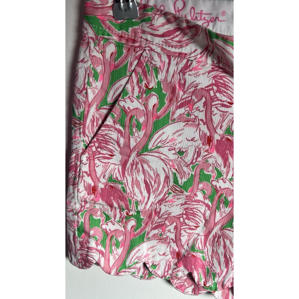 Lilly Pulitzer Shorts Womens Size 00 The Buttercup Scallop‎ Hem Flamingo Print - Picture 4 of 8